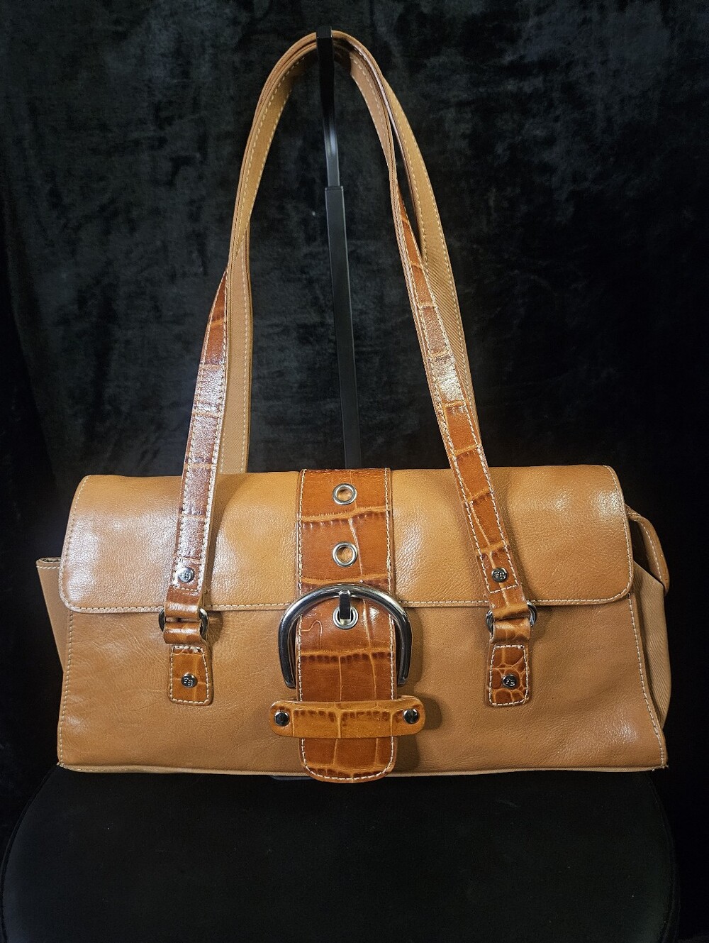 Vintage Franco Sarto British Tan Leather Satchel Bag -